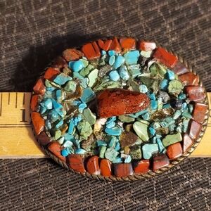 Gorgeous Turquoise Natural Stone Belt Buckle Unisex Men Women